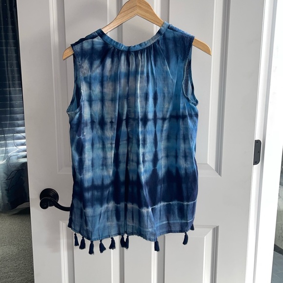 ROBERTA ROLLER RABBIT Indigo Idryss Malini Top Tie-Dye Sleeveless Top Tassels Sm - Picture 8 of 9